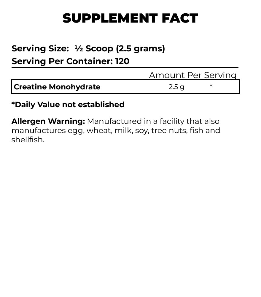 RC CREATINE XS Supplement Facts