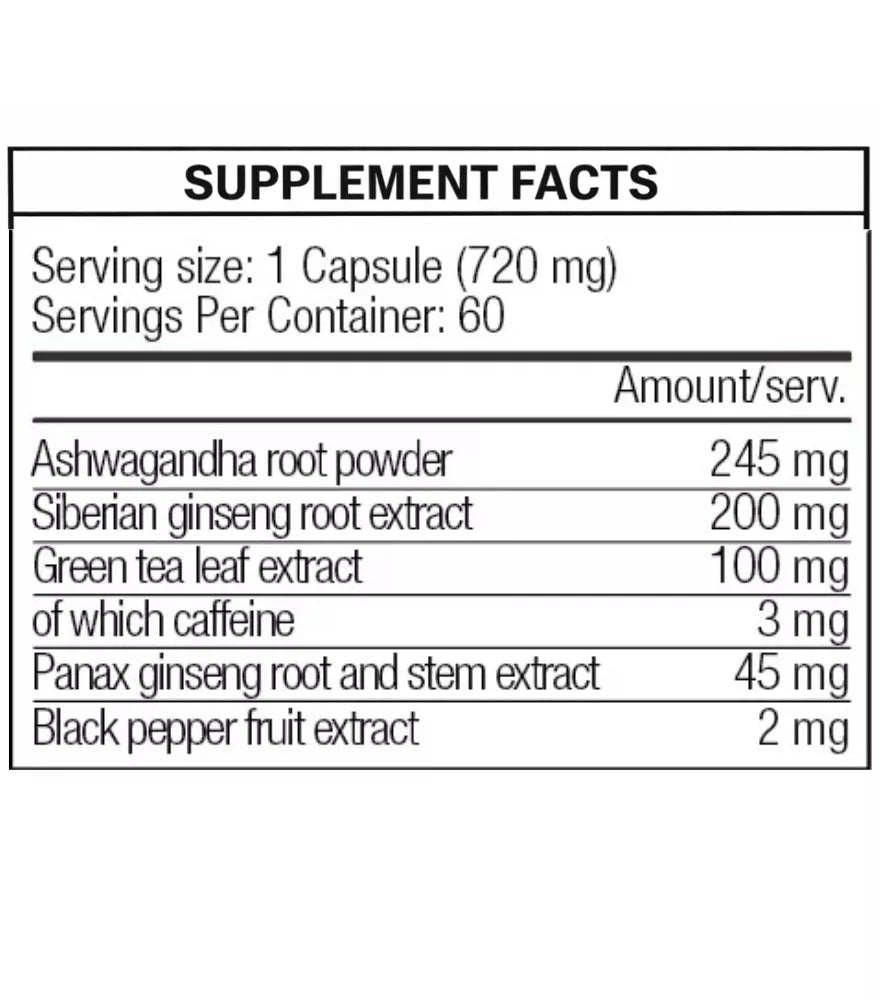 Blade Sport Ashwagandha Plus Supplement Facts