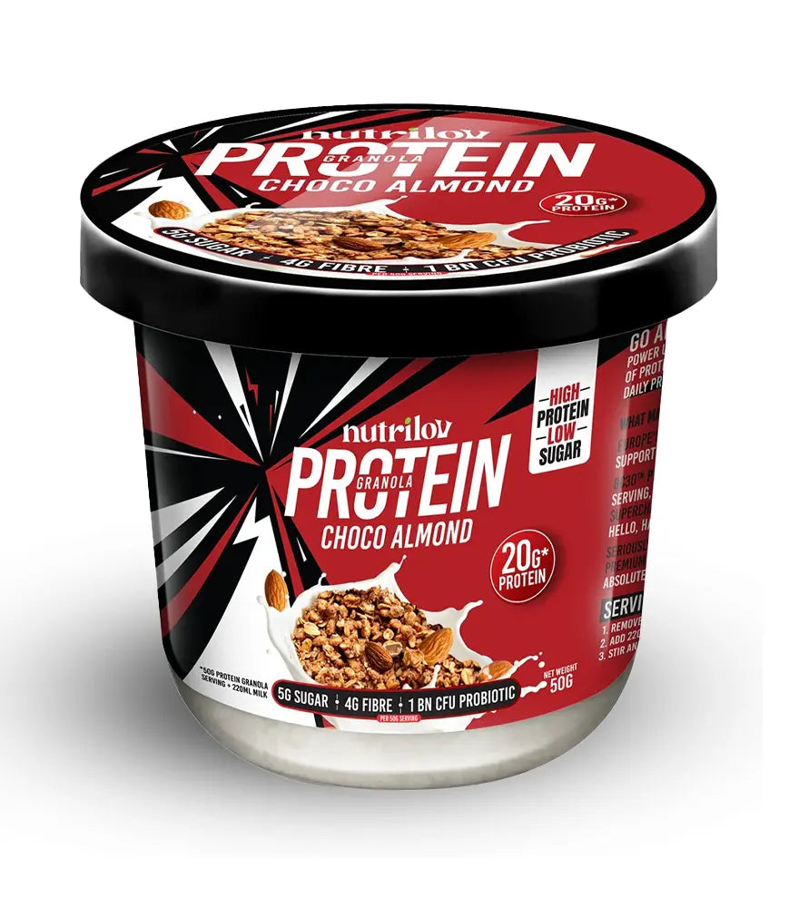Nutrilov Protein Granola Choco Almond High Protein Breakfast 50 gram Cup