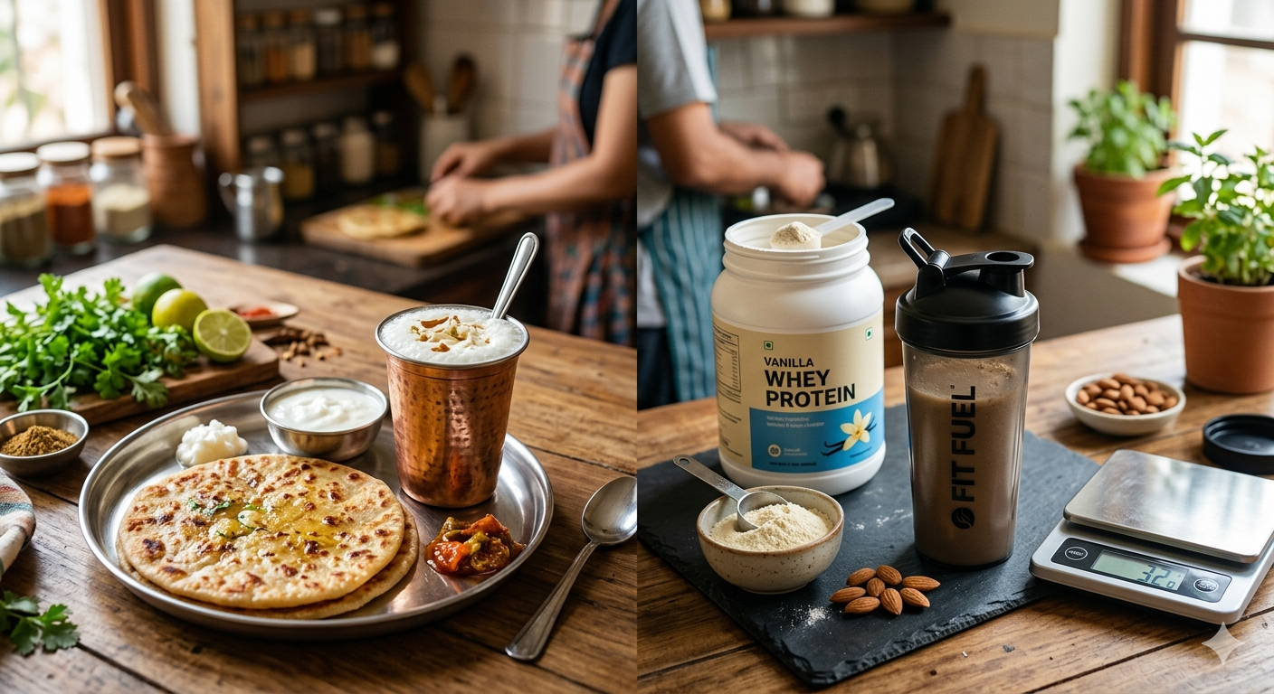 paratha lasi vs whey protein