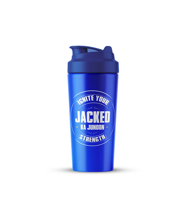 Blue ignite your strength shaker bottle