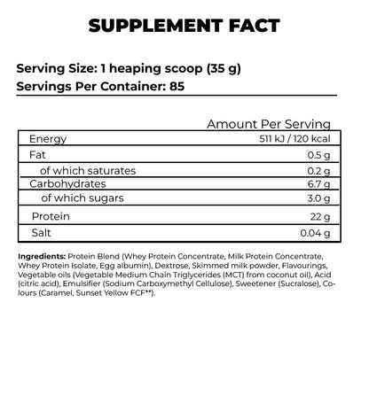 Quattro Protein Powder Blend supplement facts