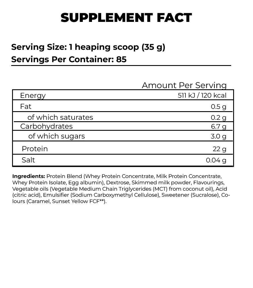 Quattro Protein Powder Blend supplement facts