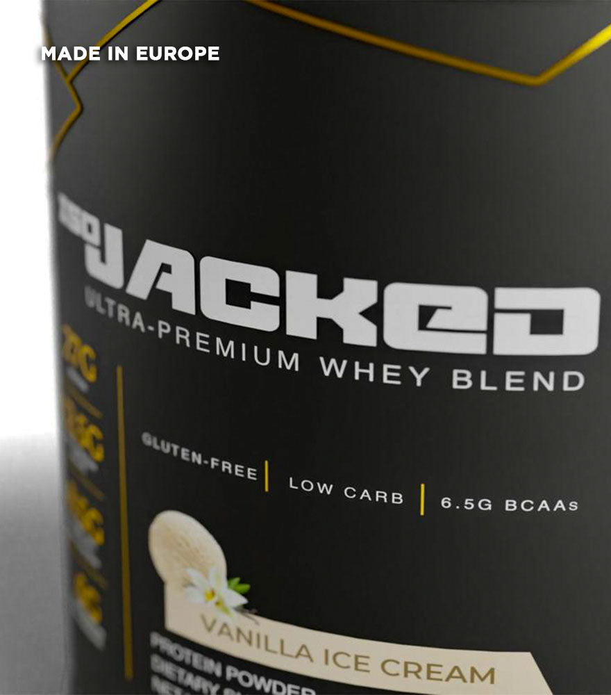 Ultra Premium Whey Blend contains gluten free, low carb, and 6.5g BCAA with vanila ice cream flavor