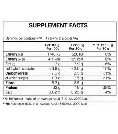 Blade Vegan Protein Supplement facts